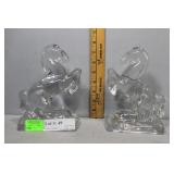 Pair pressed glass horse bookend