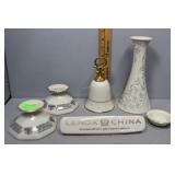 Six pcs Lenox - sign, candlestick pair, bud vase,