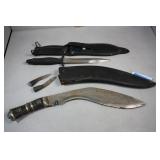 Two knives in sheaths - Indian Kukri & Gerber skin