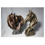 Two contemporary plaster horse busts