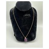 Sterling necklace with 14kt amethyst pendant 2gtw