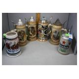 Six Beer Steins - Budweiser & Heineken