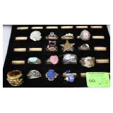 Sterling fashion rings incl turquoise & cameo