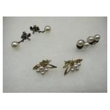 Three pairs of pearl earrings