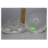 Two brilliant cut crystal - serving plate & relish