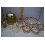 American press glass  - gold rimmed berry bowls &
