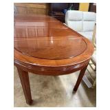 Teak Chinese carved dining table with 3 leaves
