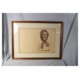 Native Sticks framed 16' x 19'  84/90 artist signe