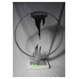 Contemporary abstract geometric sculpture on glass