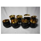 Brass Danish black painted cups & inserts