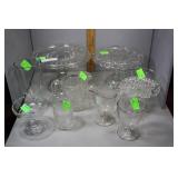 Early American press glass - cake plates, pitchers