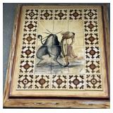 Framed tile painting of Matador fighter signed by