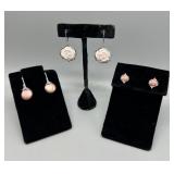 Sterling earrings -  Queen Conch Shell Carved Rose