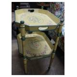 Tole painted two tier stand 21.5' x 16.5' x 26'