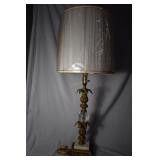 Cast metal table lamp 32' with marble base & shade