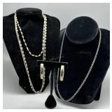 Sterling twist necklace, chain & earrings  49.7gtw