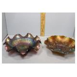 Fenton iridescent ruffle bowls