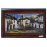 Spanish Street scene acrylic on canvas 18' x 29.5'