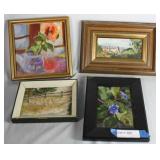 Four petite oil on boards