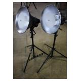 Pair LED spotlights on adjustable stand