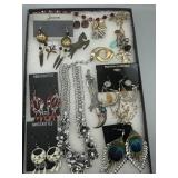 Costume jewelry incl earrings, horse pendant