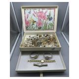 Hummingbird, butterfly, floral jewelry box with dr