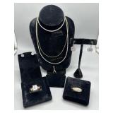 Sterling jewelry 38.63gtw - necklace, wishbone, ea