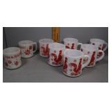 Vintage Hazel-Atlas milk glass red rooster (6) mug