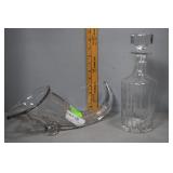 Cut crystal cornucopia & stopper decanter