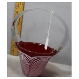 Art glass ruby ribbon basket