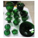 Anchor Hocking Forest Green bubble pattern dinnerw