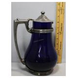 Christofle cobalt porcelain & silver pitcher