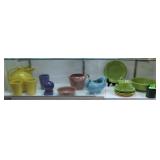 16pcs vintage Fiestaware - pitcher, water cups, bo