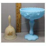 Fenton two pcs. -bell & blue custard pedestal