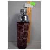 Red glass martini shaker with SS rim with differen