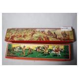 Cast metal painted cowboy & Indian toy figures in