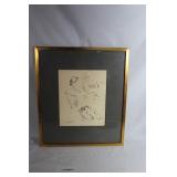 Abstract framed bird litho 15' x 17'