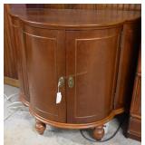 Crescent barrel bar cabinet with brass hardware 38