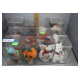 12 TY Beanie Babies in display cases - pumpkin, ho