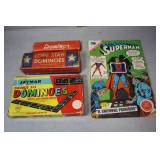 Three boxes of vintage dominoes and Spanish Superm