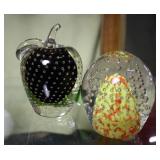 Two art glass paperweights
