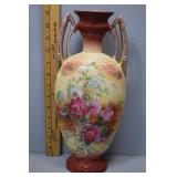 HP double handled Victoria Austrian floral vase 13