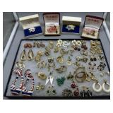 45+ pairs of costume jewelry incl red, white, and