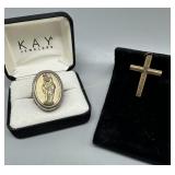 Sterling Tagliamonte pendant, & gold filled cross