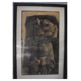 Nude Charcoal body on paper framed 34.5' x 27.5'