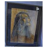 Abstract pencil drawing of Native American portrai