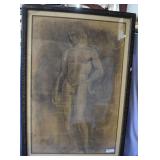 Abstract Nude pencil drawing framed 'Te Quiero' ar