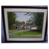 Framed watercolor of suburban home 27.5' x 32.5' s