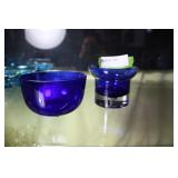 Cobalt contemporary glass shot glass & bowl