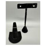 18kt white gold wedding band & stud earrings - 1.9